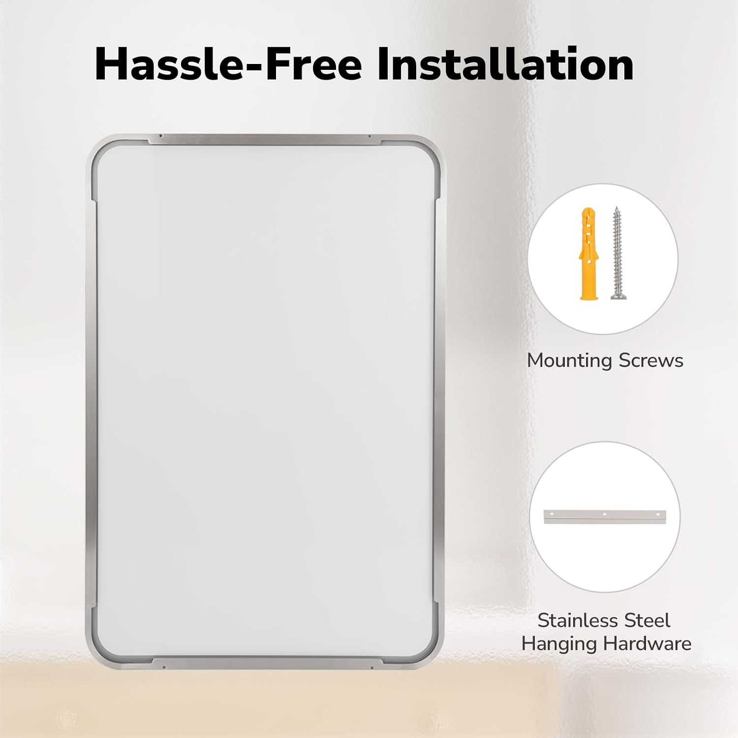 USHOWER Brushed Nickel Bathroom Mirrors 24'x36' 2 Pack, Silver Rectangle Mirrors for Over Sink, Rounded Corner, Aluminum Frame, Anti-Rust, Tempered Glass, Horizontal or Vertical Mounted