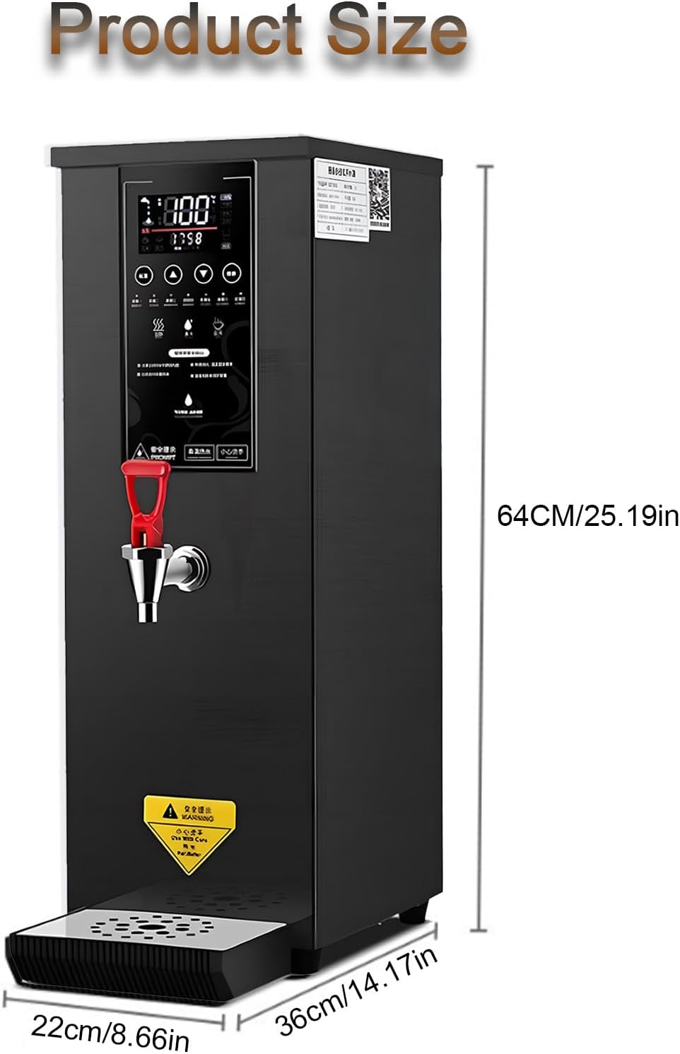 Electric Countertop Hot Water Machine, Built-in Purifier, Temperature Adjustable, Step-heating, 60L/H Large Output, for Boba Tea Coffee Office Restaurant Black