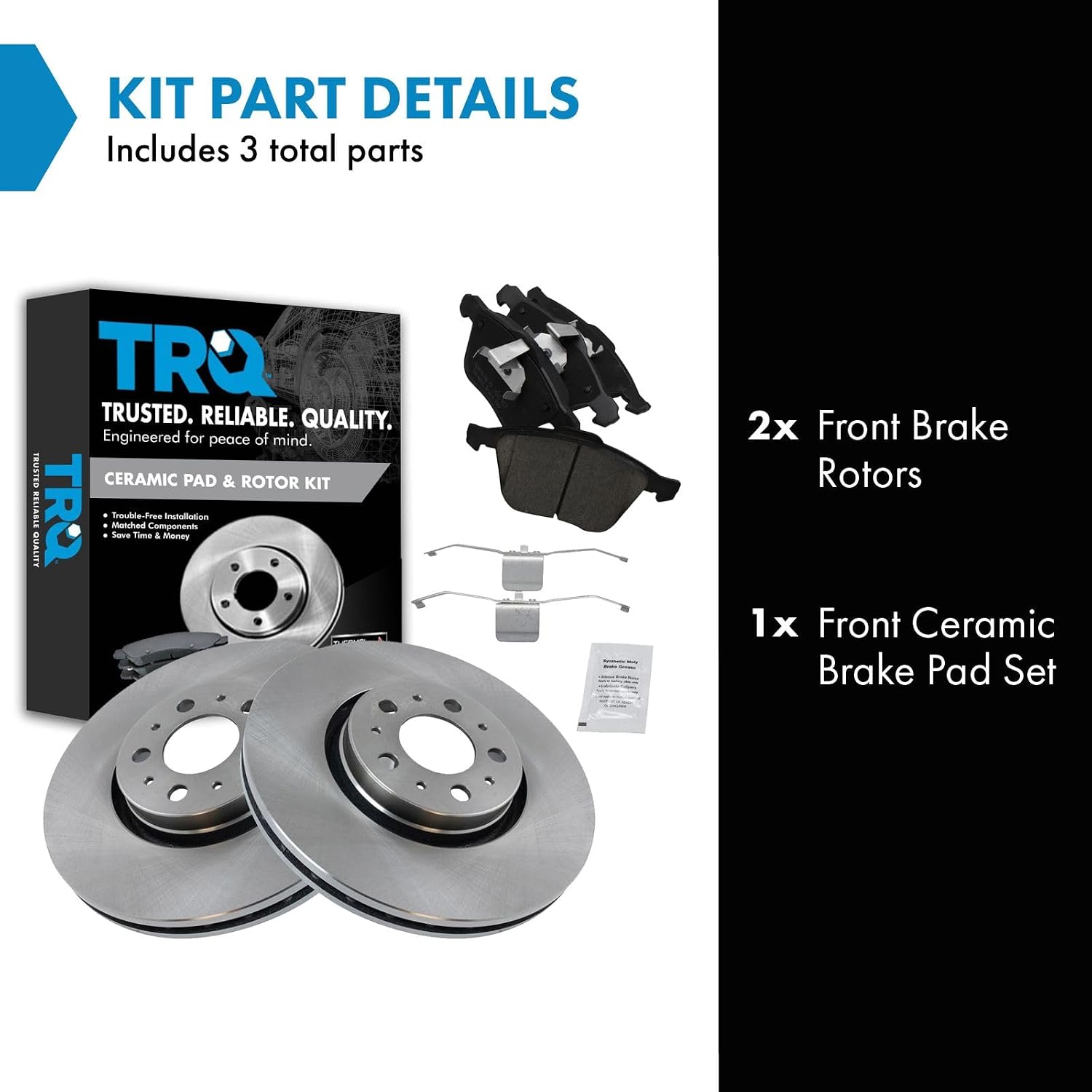 TRQ Front Brake Pad and Rotor Set Ceramic Compatible with 2003-2012 Volvo XC90 316mm Rotors 2013 XC90 To VIN 633384 316mm Rotors