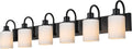6 Light Wall Lighting Fixture in Matte Black Finish,Classic Bathroom Vanity Light with Opal White Glass Shade Modern Wall Lamp Sconces for Hallway Makeup Table