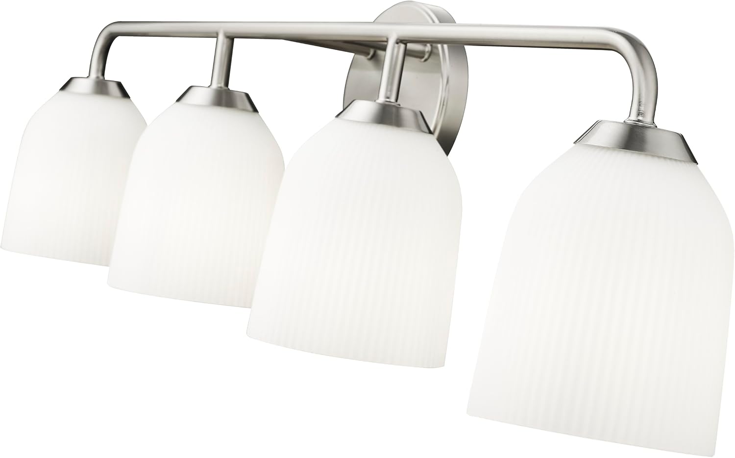ML Lighting | Norah Collection | 22304-BN | Indoor 4 Light Vanity in Brushed Nickel with Opal Ribbed Glass Shade | Elegant and Versatile Design for Any Bathroom