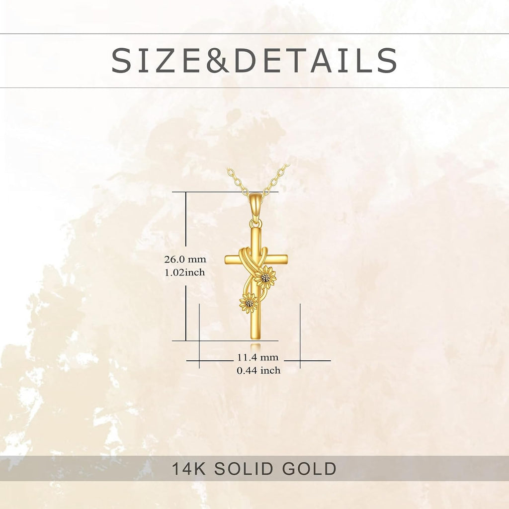 KECHO 14k Real Gold Cross Jewelry Gifts for Mother Grandma Sister Cross Pendant Necklace for Women