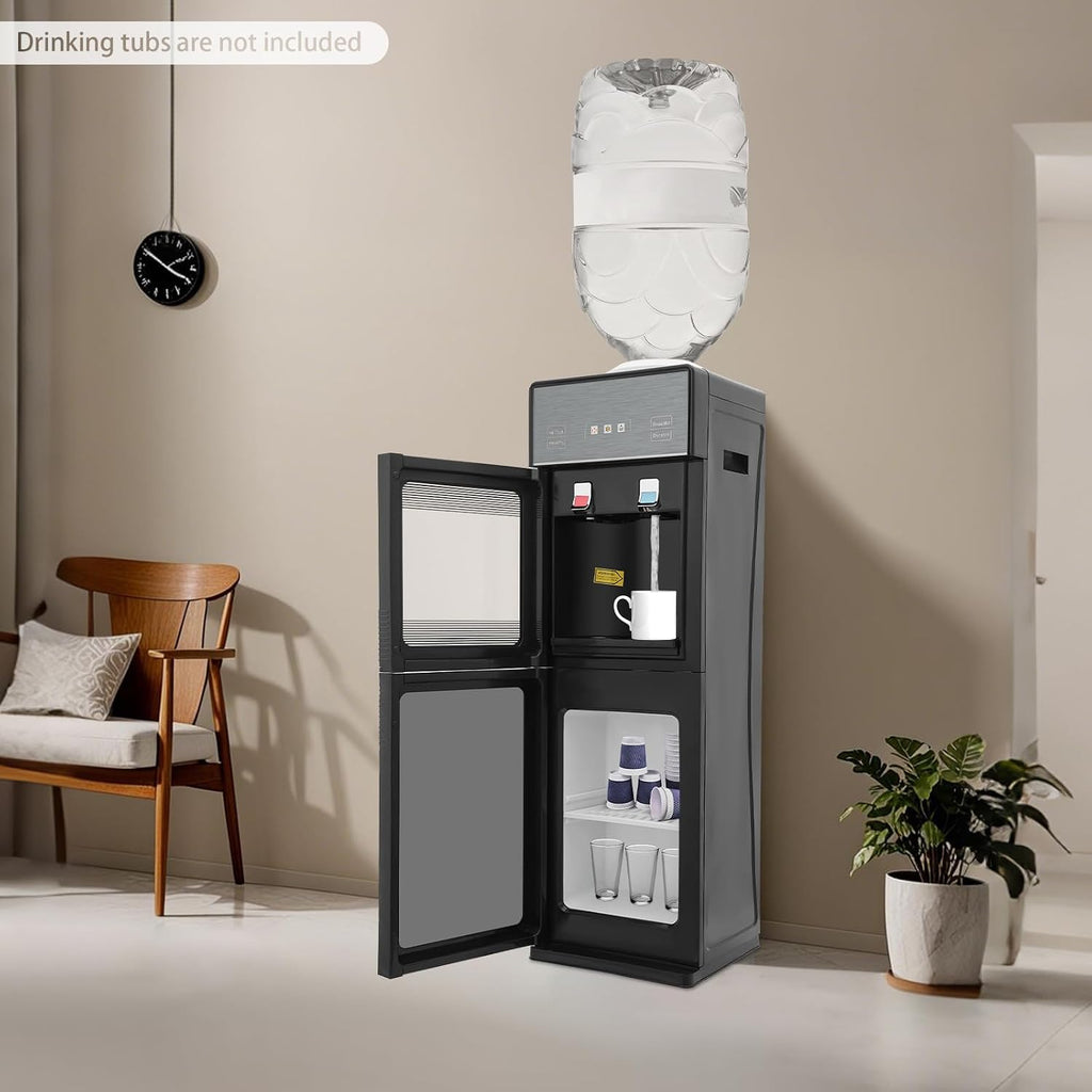 Water Cooler Dispenser for 5 Gallon Bottle, Top Load Cold Hot Water Dispenser, with Cabinet, Freestanding Electric Water Dispensers for Homes, Gyms, Office