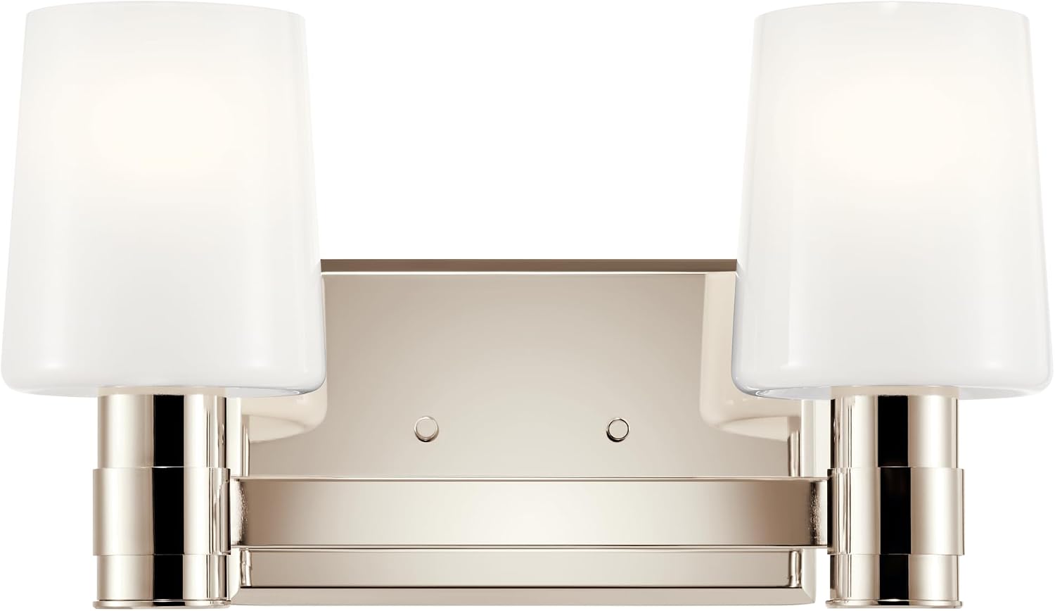 Kichler Adani 2-Light Bathroom Vanity Light Fixture, Modern Wall Mount Light with Opal Glass in Polished Nickel for Powder Room or Mirror Lighting (8.25' x 14.5'), 55175PN