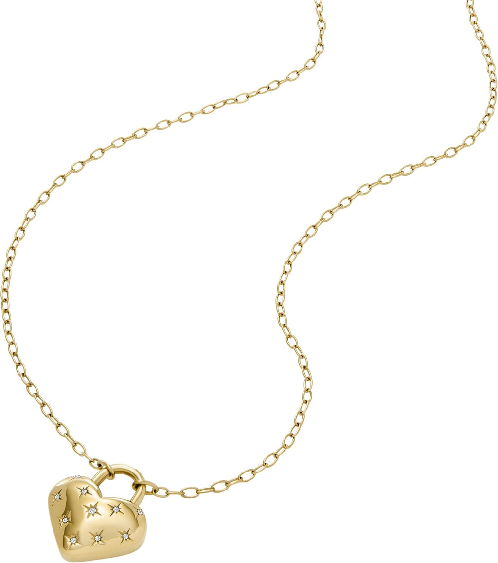 Fossil Women's Gold-Tone Stainless Steel Pendant Chain Necklace for Women