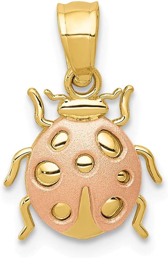 Solid 14k Gold Two Tone Ladybug Pendant (10mm x 12mm)