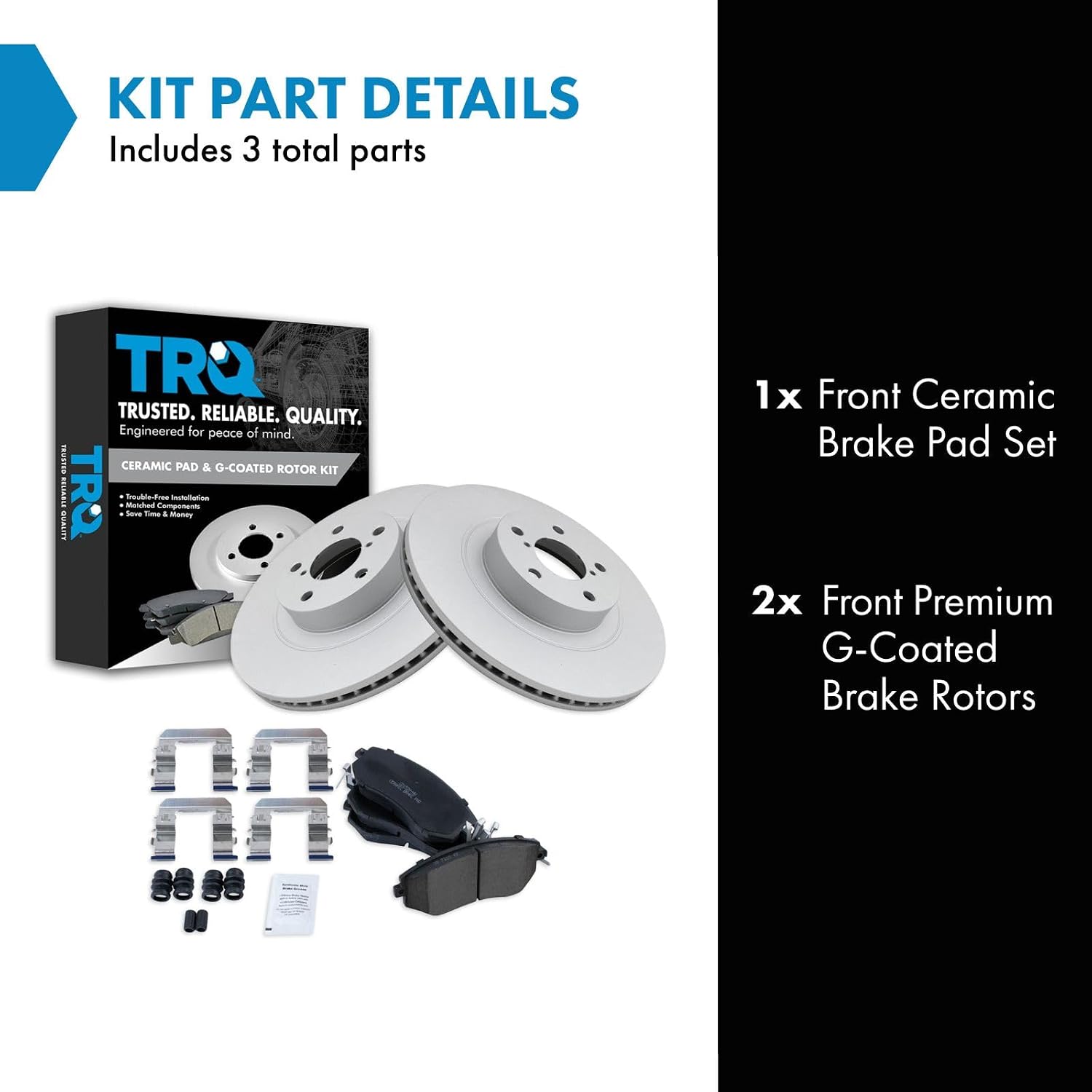 TRQ Front Brake Pad & Rotor Set Ceramic Coated Compatible with 2011-2018 Subaru Forester 2011-2014 Impreza 2013-2014 Legacy Outback 2013-2017 XV Crosstrek 2013-2016 Scion FR-S 2013-2019 BRZ Toyota 86