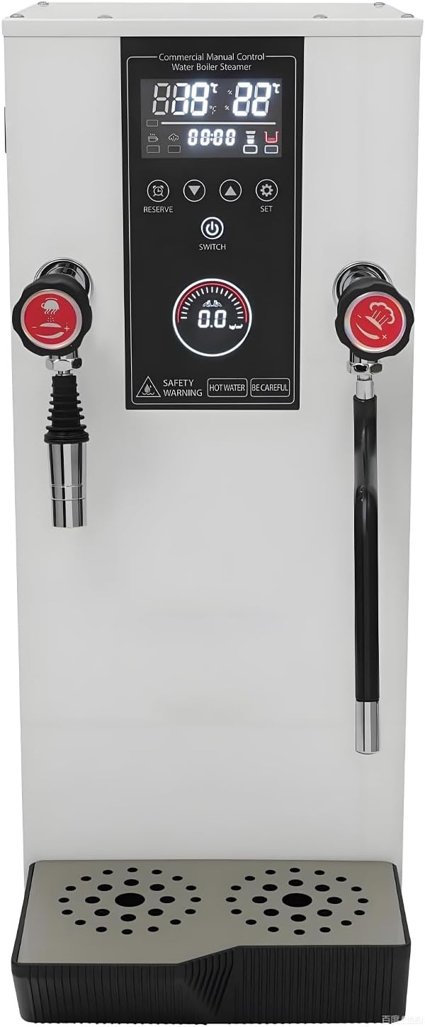 12L/3.2Gal Commercial Automatic Milk Frother, 2500W Electric Countertop Water Dispenser,Stainless Steel Boiler for Boba Tea, Hotel, Restaurant, Office Use White-220V