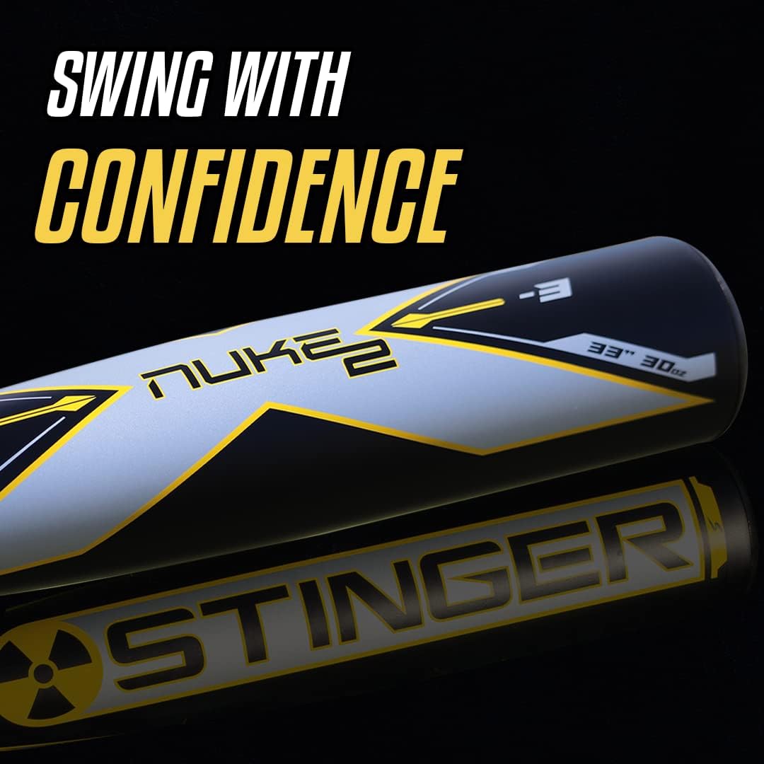 Stinger Nuke 2 BBCOR Baseball Bat - 3 Drop - 2 5/8' Barrel - Available in 31' to 34' - Drop 3 Baseball Bat for Middle School, High School, or College