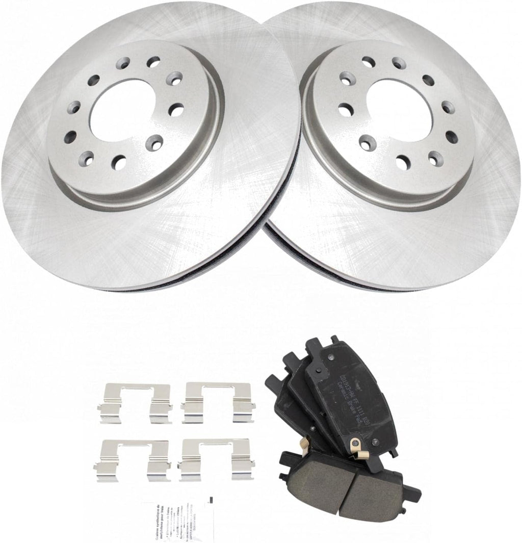 TRQ Front Brake Pad and Rotor Set Ceramic Vented Rotors Compatible with 2017-2019 Buick LaCrosse 2018-2019 Regal Sportback Regal TourX 2018-2021 Chevrolet Equinox GMC Terrain
