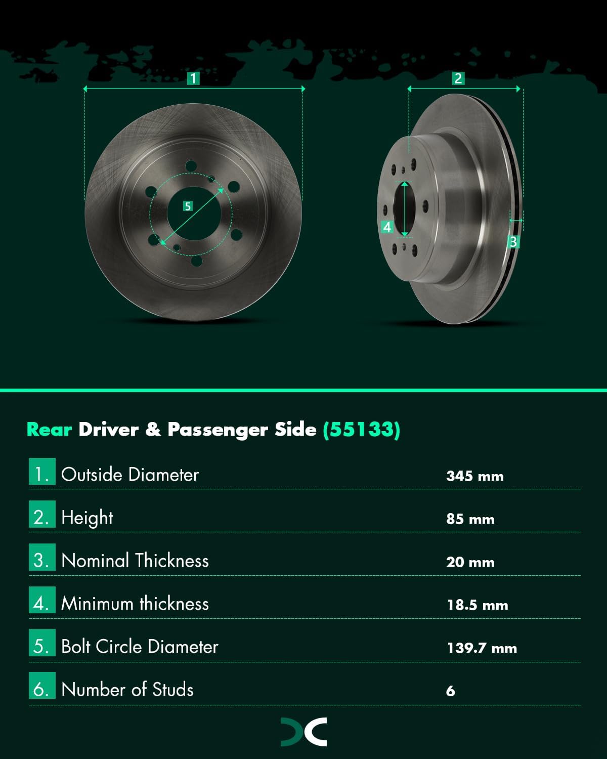 SCITOO - Brake Kits For Cadillac For Escalade,For Escalade ESV,For Silverado 1500,For Suburban,For Tahoe,For Yukon,For Yukon XL Rear Disc Brake Rotors and Ceramic Brakes Pads: 55133;D1707-8930