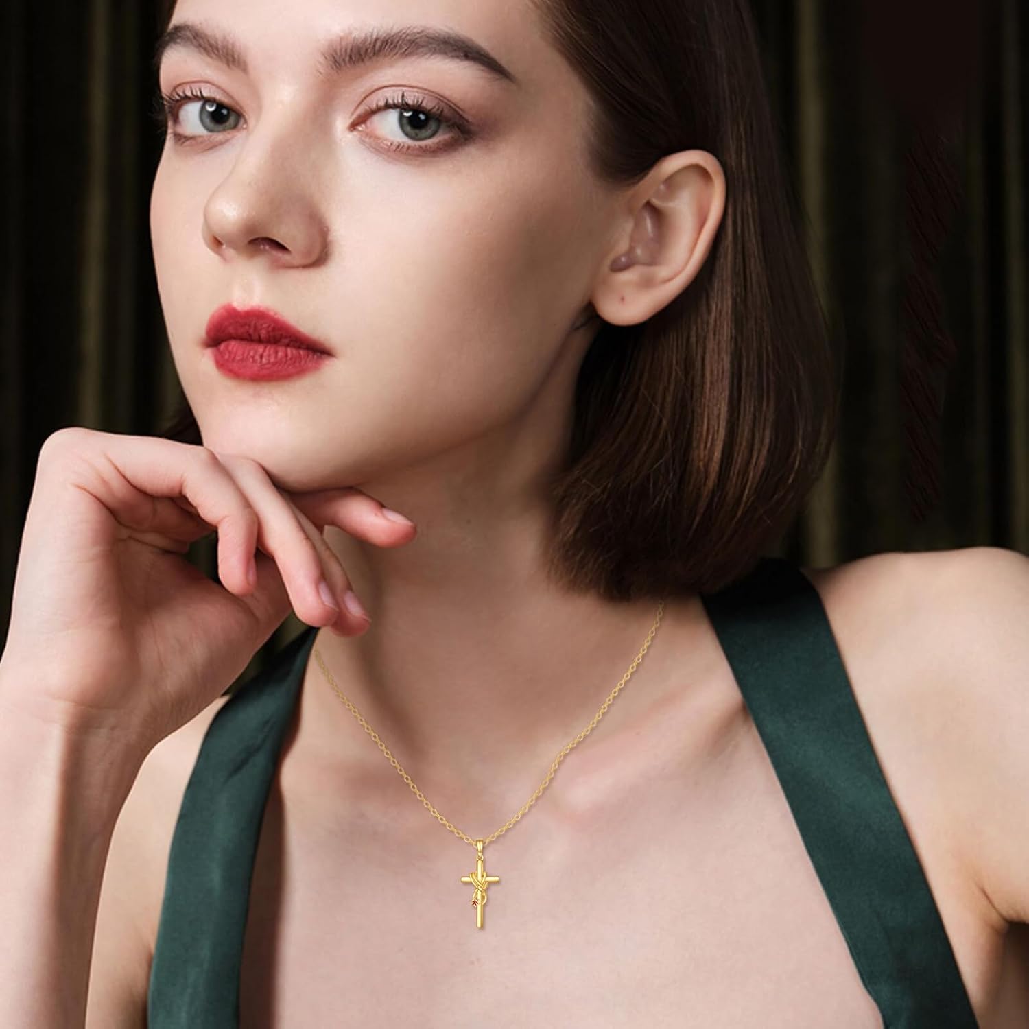KECHO 14k Real Gold Cross Jewelry Gifts for Mother Grandma Sister Cross Pendant Necklace for Women