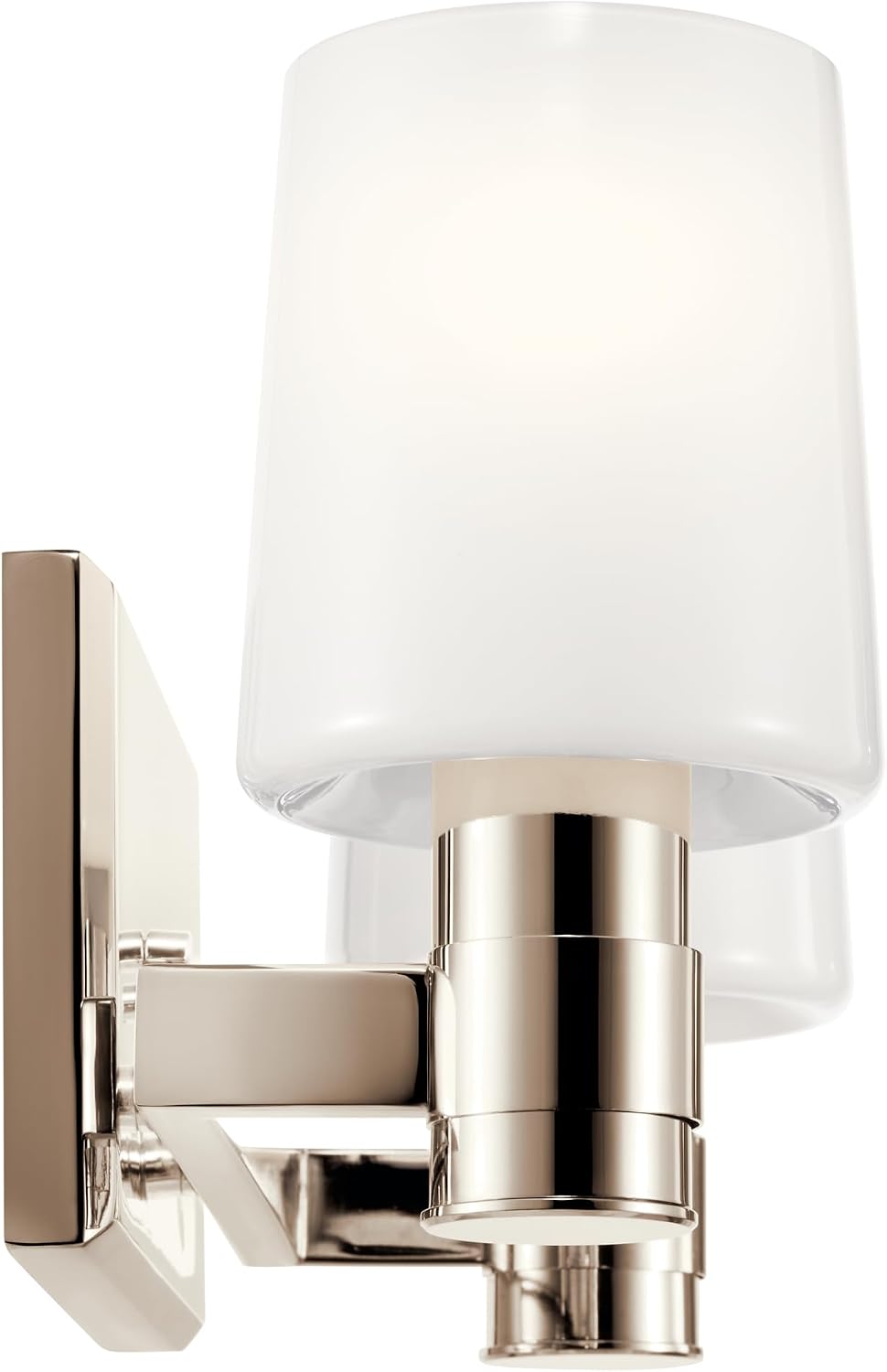 Kichler Adani 2-Light Bathroom Vanity Light Fixture, Modern Wall Mount Light with Opal Glass in Polished Nickel for Powder Room or Mirror Lighting (8.25' x 14.5'), 55175PN
