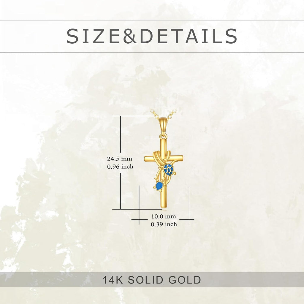 KECHO 14k Real Gold Cross Jewelry Gifts for Mother Grandma Sister Cross Pendant Necklace for Women