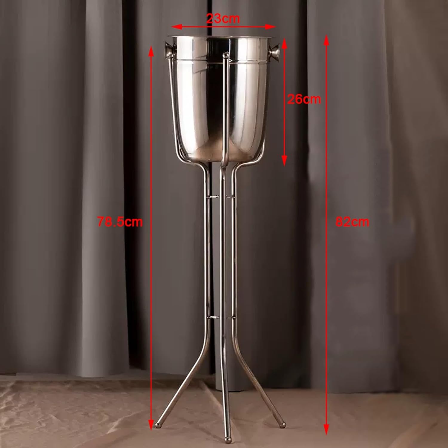 Ice Buckets Stainless Steel Double Wall Ice Bucket with Triangle Bracket Wine Chiller Ice Buckets for Parties Festival Bar Outdoor or Indoor Use, Height 32.2 inch, 5L Insulated Ice Bucket