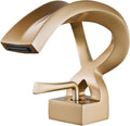 One Hole Bathroom Sink Faucet Waterfall Champagne Gold Single Handle Elegant Vanity Basin Deck Mount Lavatory Brass Creative Hollowed Body Antique Design