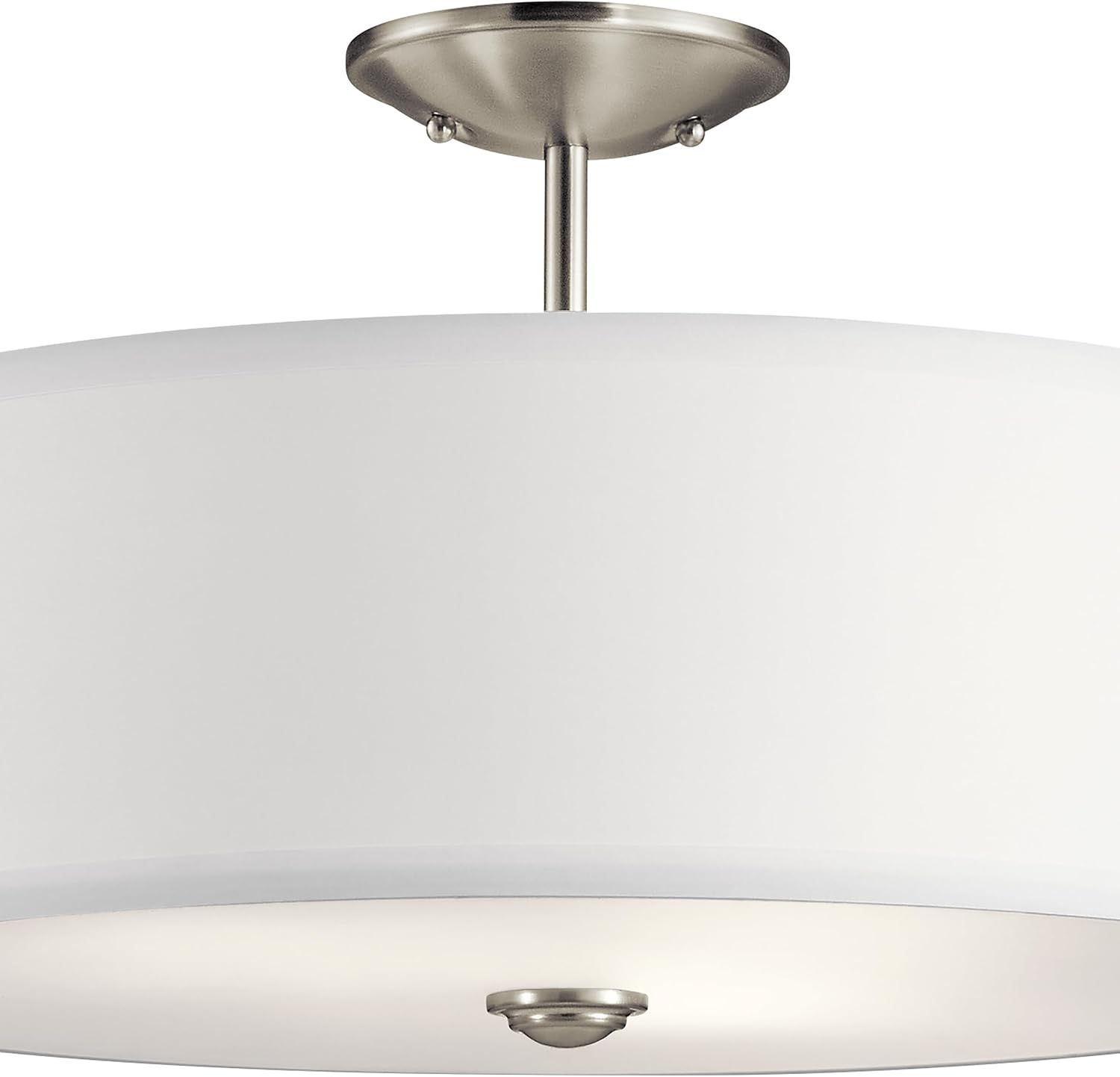 Kichler Shailene 18' Semi Flush Mount Light in Brushed Nickel, 3-Light Round Ceiling Light with Satin Etched White Diffuser, (18' W x 11.25' H), 43692NI