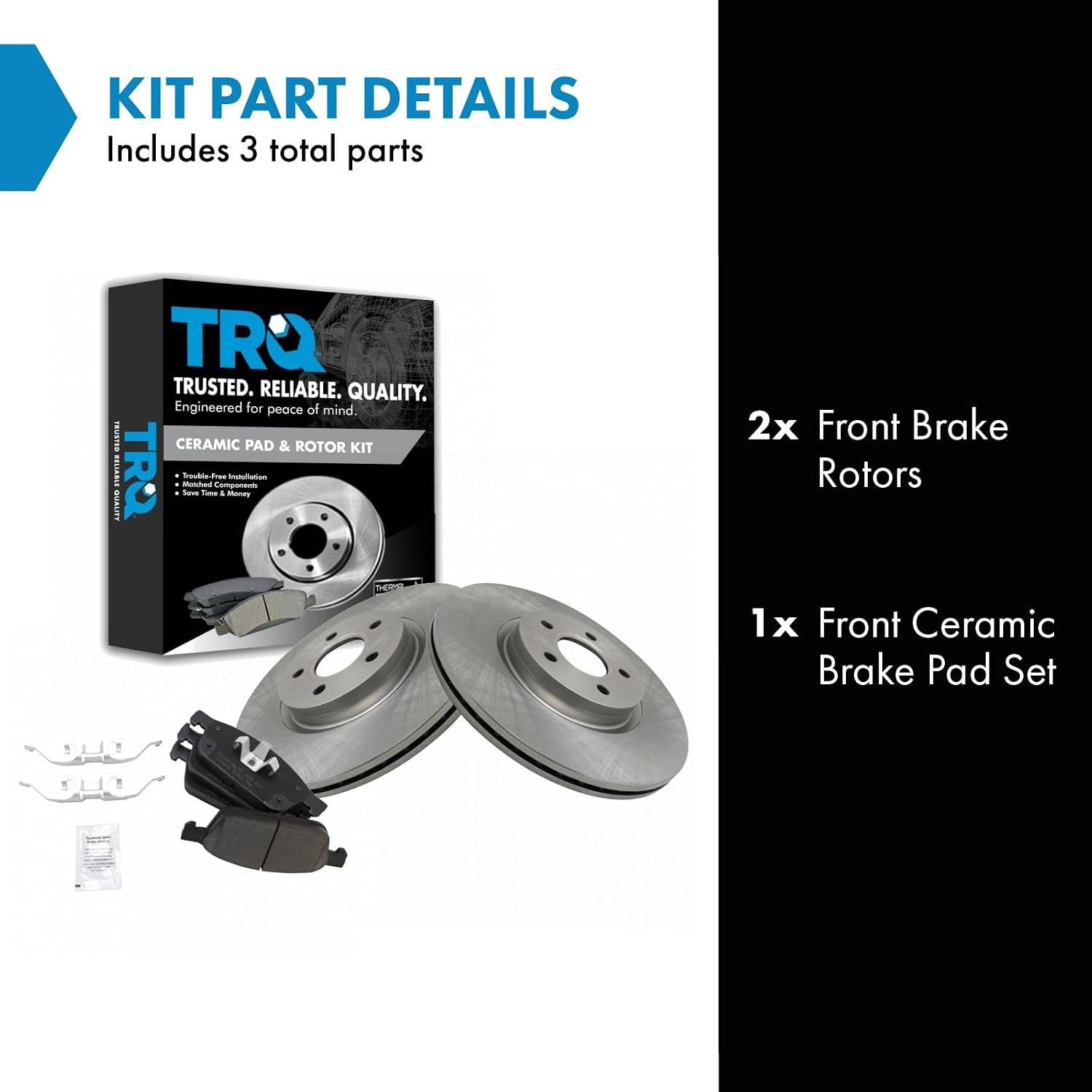 TRQ Front Ceramic Brake Pad and Rotor Set Compatible with 13-16 Ford Escape L4 2.0L AWD 13-16 Escape L4 2.0L FWD 15-17 Transit Connect 2014 Transit Connect 120.6 in. Wheel Base 2017