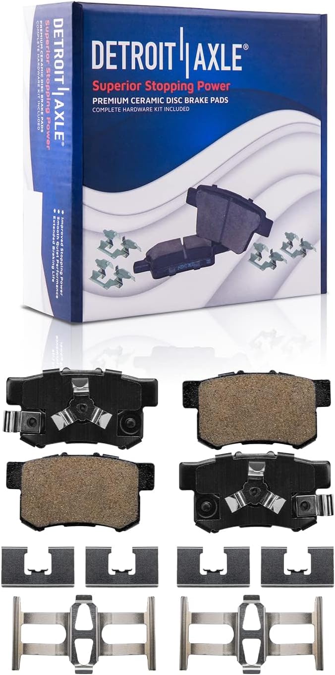 Detroit Axle - Brake Kit for 05-06 Honda CR-V Drilled and Slotted Brake Rotors Ceramic Brakes Pads 2005 2006 Replacement: 11.81' inch Front and 11.99' inch Rear Rotors