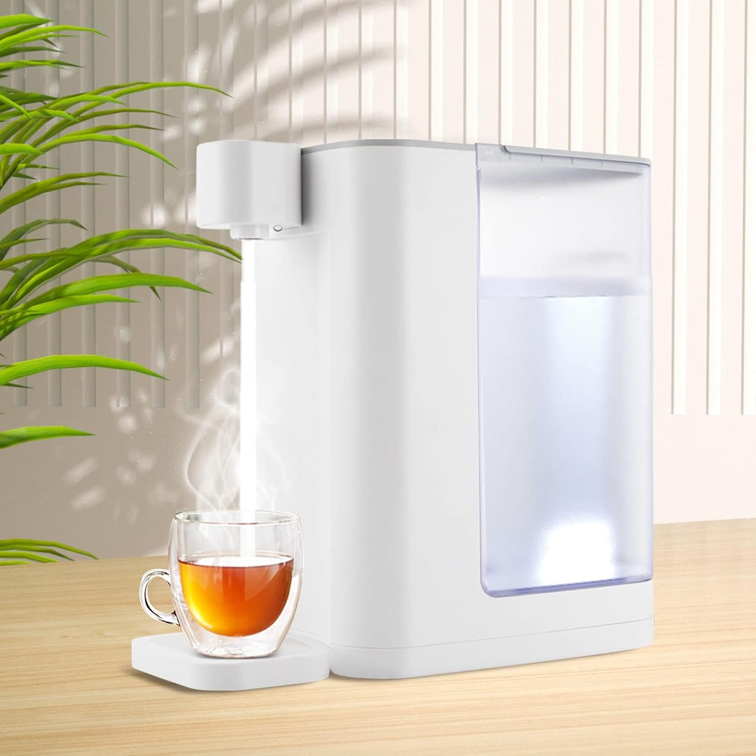 Instant Hot Water Dispenser, Countertop Water Dispenser System for Quick Heating & Outputting, Adjustable 5 Temperatures & 2 Water Outputs, 3L Water Tank Capacity,White