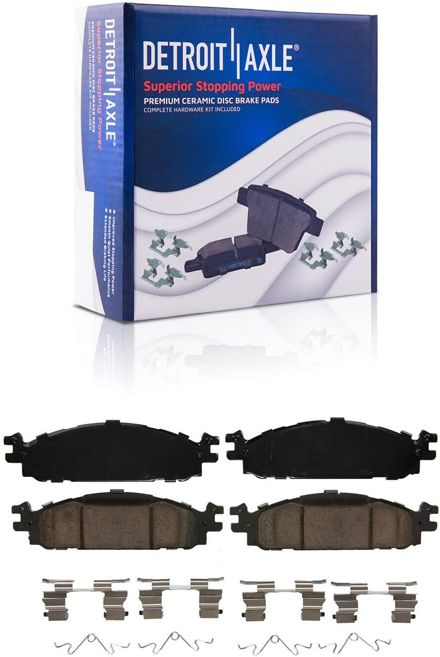 Detroit Axle - Front Brake Kit for Ford 2009-2019 Flex 2010-2019 Taurus Lincoln 2010-2019 MKT 2011-2012 MKS Drilled Brake Rotors Ceramic Brakes Pads 10pc Wheel Lug Nuts Replacement [12.80 inch Rotors]