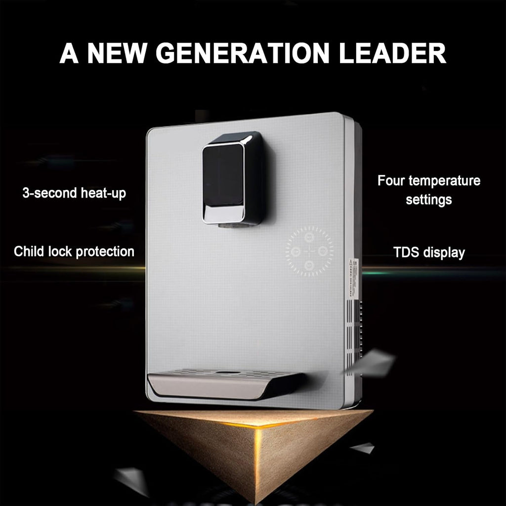 Wall-Mounted Mains Fed Unit Water Dispenser, Office Mini Hot Dispenser with Adjustable Temperature & Electronic Child Lock, LED Display, Anti-Dry Heating Protection(Black)