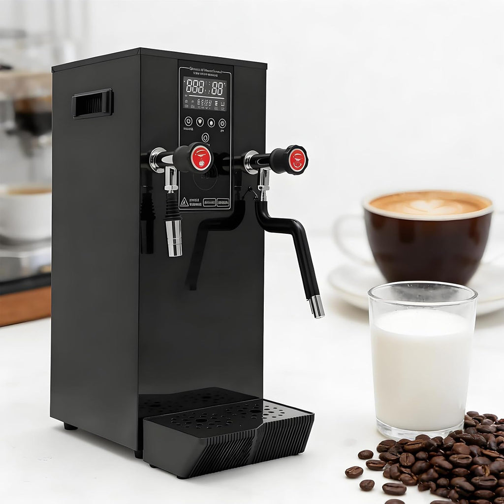 Coffee Foam Machine Steamer 2500W 12L Step-Heating Electric Hot Water Dispenser Countertop with Removable Drip Tray, for Rapid Serving in Restaurant, Boba Tea Shop Black-220V