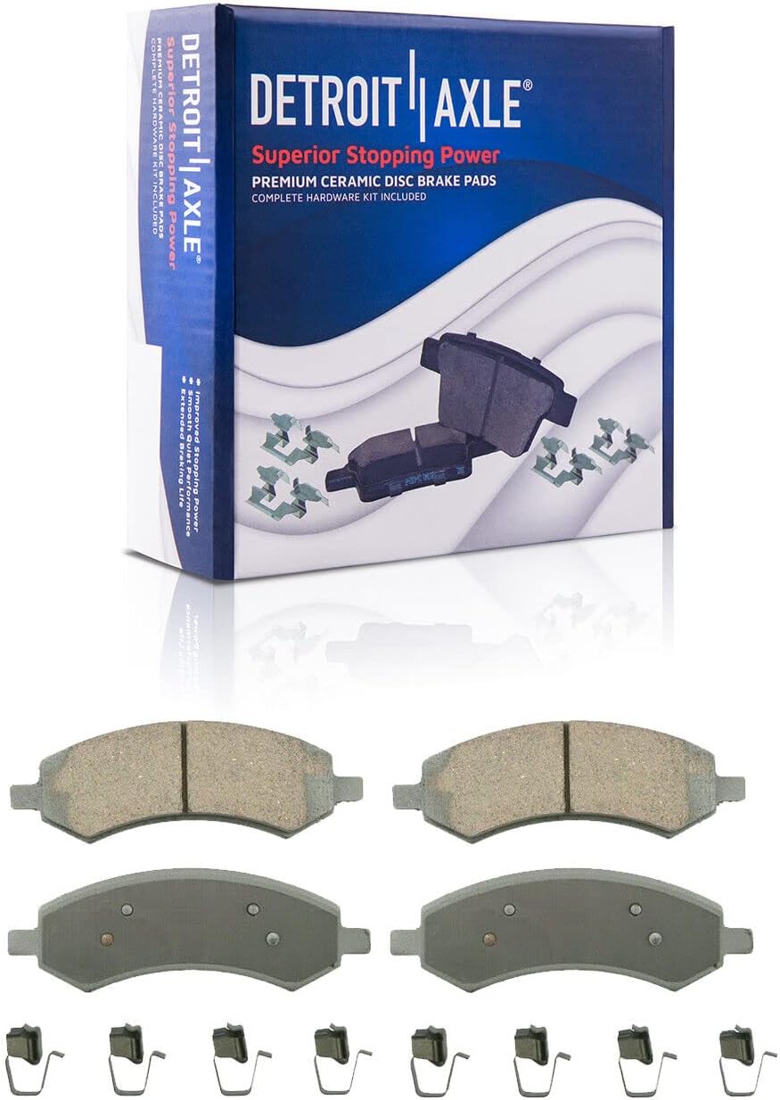 Detroit Axle - Front Drilled Rotors Brake Pads Wheel Hub Bearings w/20pc Wheel Lug Nuts Replacement for Mitsubishi Raider Dodge Dakota - 26pc Set