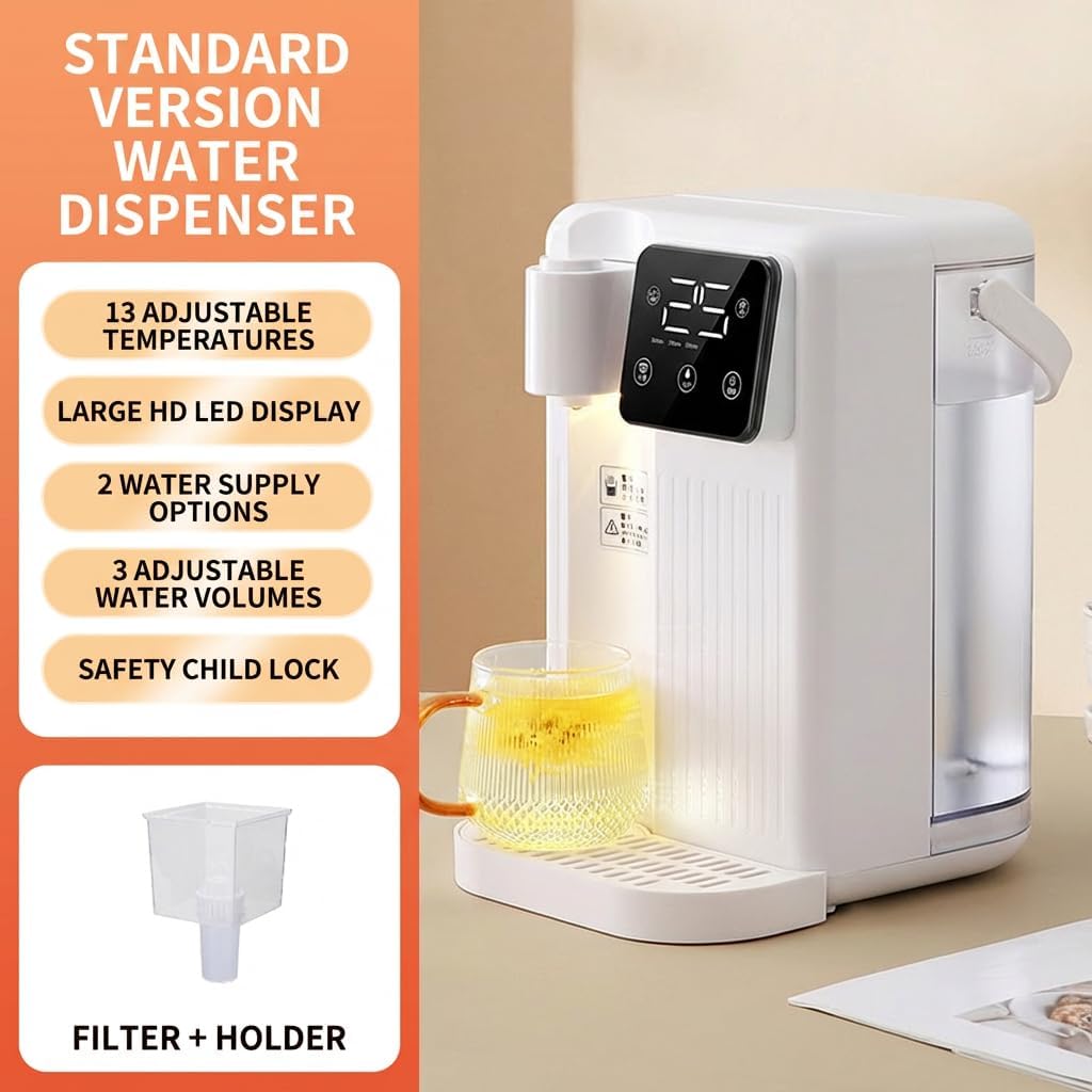 2000W Instant Hot Water Dispenser, 3L Countertop Electric Water Boiler with 3-Second Quick Heating, Precise Temperature Control & Filter, Smart Touch Screen for Home & Office,with Filter,White