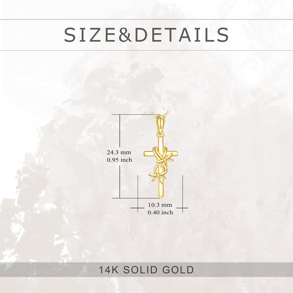 KECHO 14k Real Gold Cross Jewelry Gifts for Mother Grandma Sister Cross Pendant Necklace for Women