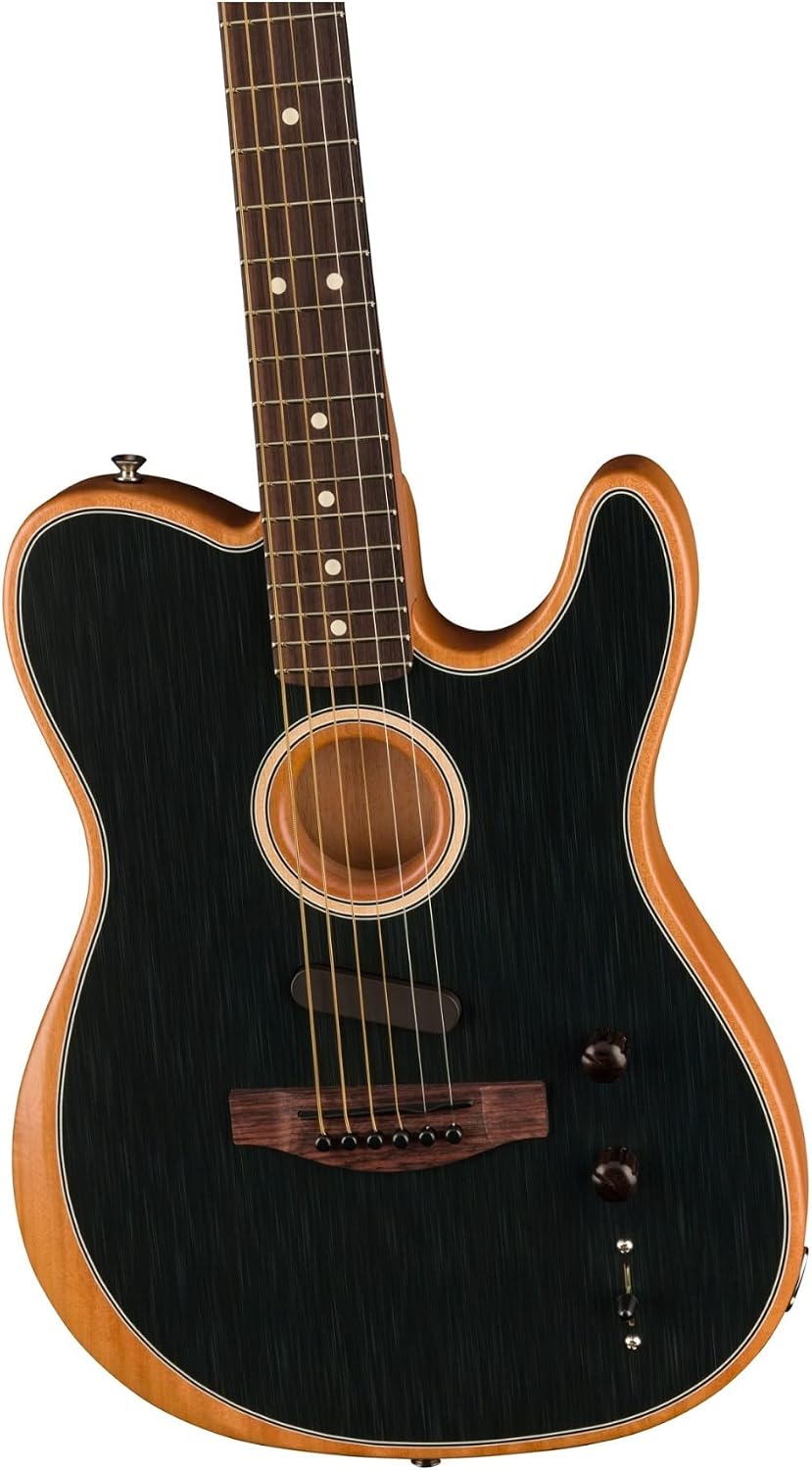 Fender Acoustasonic Player Telecaster Acoustic Electric Guitar, with 2-Year Warranty, Brushed Black, Rosewood Fingerboard, with Gig Bag