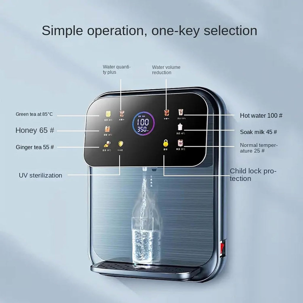 Instant Hot Water Dispenser, Wall-Mounted Water Boiler, with LCD Display+Child Lock, Automatic Water Dispensing, Heating Waters Capacity 35L/h, for Coffee Home Office,A