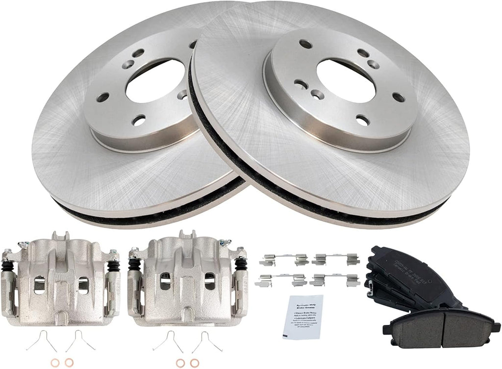 TRQ Front Brake Pad and Rotor Set Ceramic Rotors Calipers Compatible with 2006-2006 Acura MDX