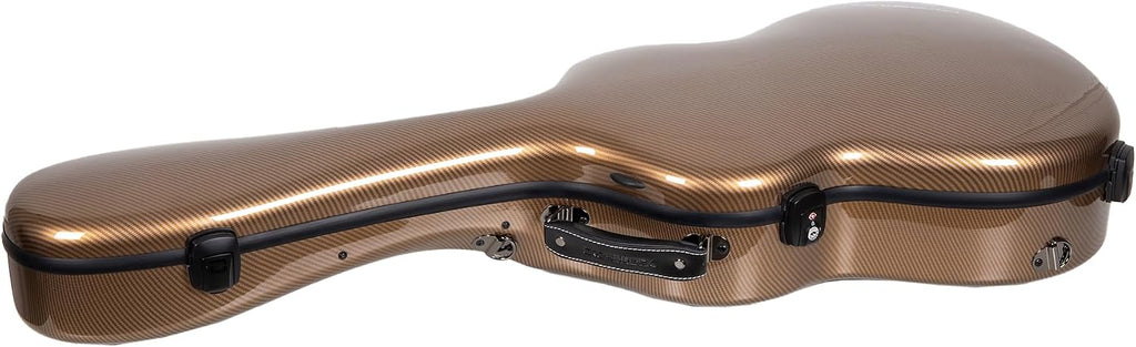 Crossrock 4/4 Size Flamenco Classical Guitar Case– Ultra Fiberglass 7lb Lightweight Shell, 3K Carbon Look (Maestro Gold) | TSA Lock, Backpack Straps, Dust Cover Included (CRF5030CGD)