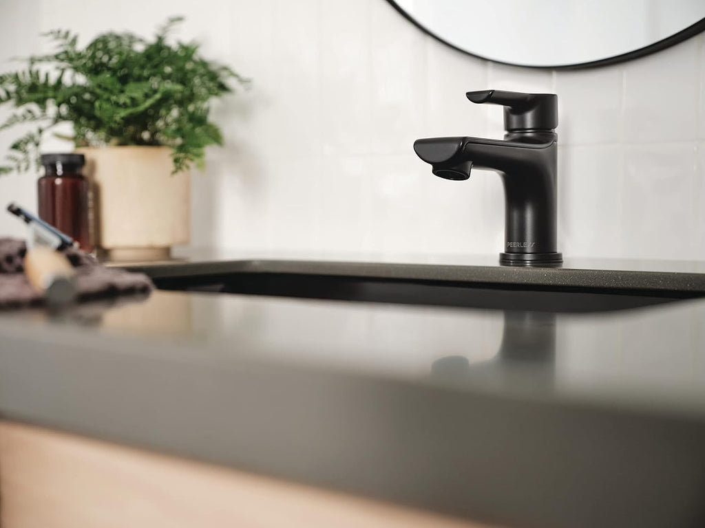 Peerless P1512LF-BL-M-0.5 Flute Bathroom Faucet, 0.5 GPM Flow Rate, Matte Black