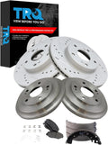 TRQ Front & Rear Brake Pad & Rotor,Shoe & Drum Kit Premium G-Coated Semi-Metallic Performance Compatible with 2013-2015 Honda Civic