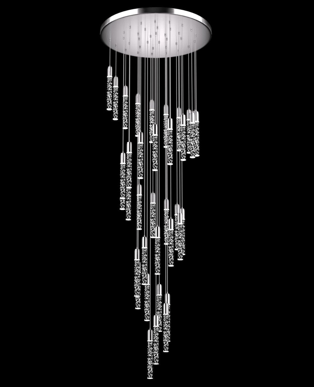Pendant Lights Kitchen Island, 3000K-6500K Modern Kitchen Island Lights Brushed Nickel, 36-Light Ceiling Lighting Fixtures with Crystal Bubble, Integrated LED Hanging Light for Living Room