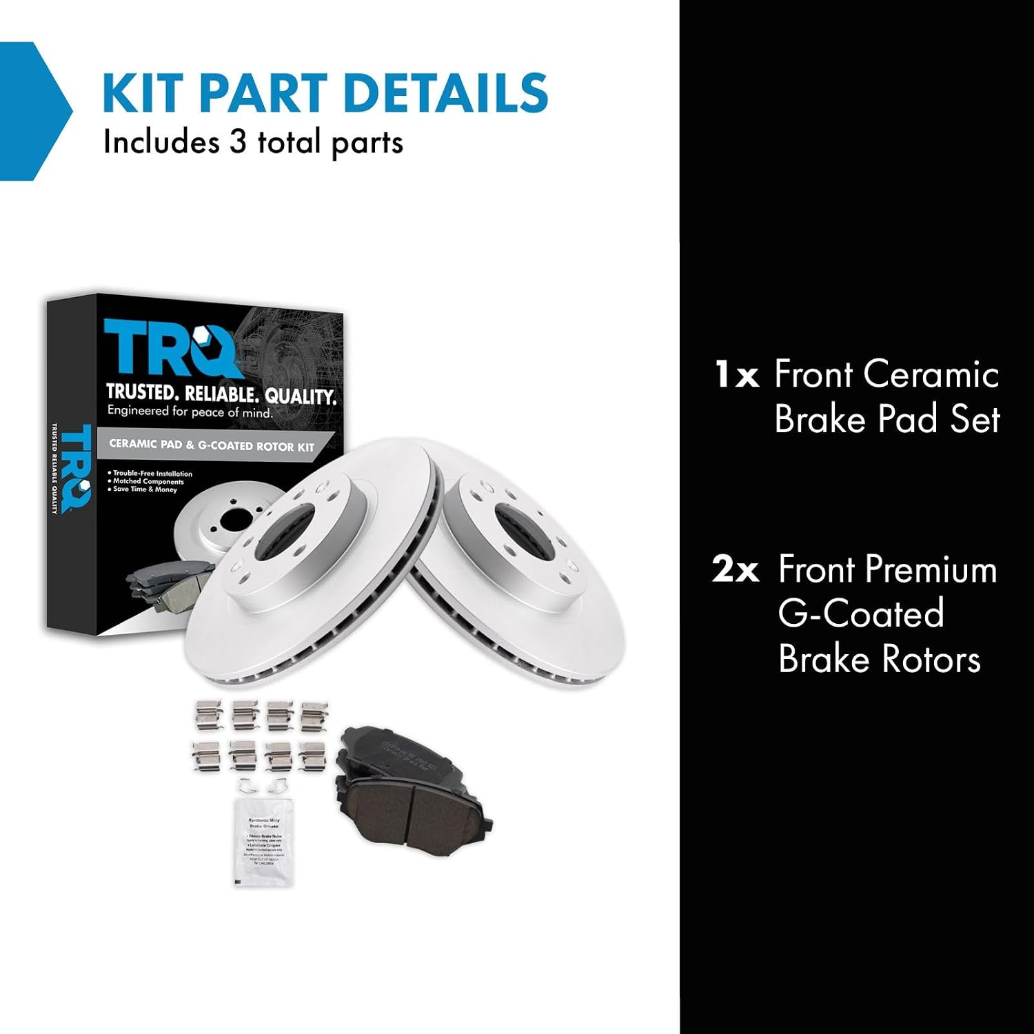 TRQ Front Ceramic Brake Pad and Rotor Set Coated Compatible with 2006-2015 Mazda MX-5 Miata