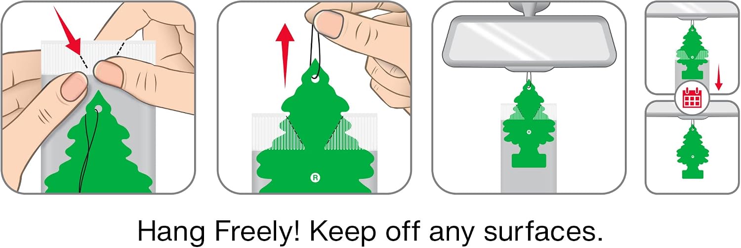 LITTLE TREES Air Fresheners Car Air Freshener. Hanging Tree Provides Long Lasting Scent for Auto or Home. Lavender, 24 Airs Fresheners (Pack of 6)