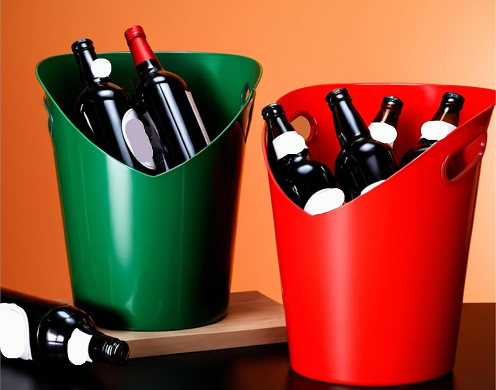 QUQUQ Wine Bucket for Bar Thick Plastic Ice Bucket Slanted Handle for Parties Home Bar KTV Commercial Home Parties Decor(Blue)