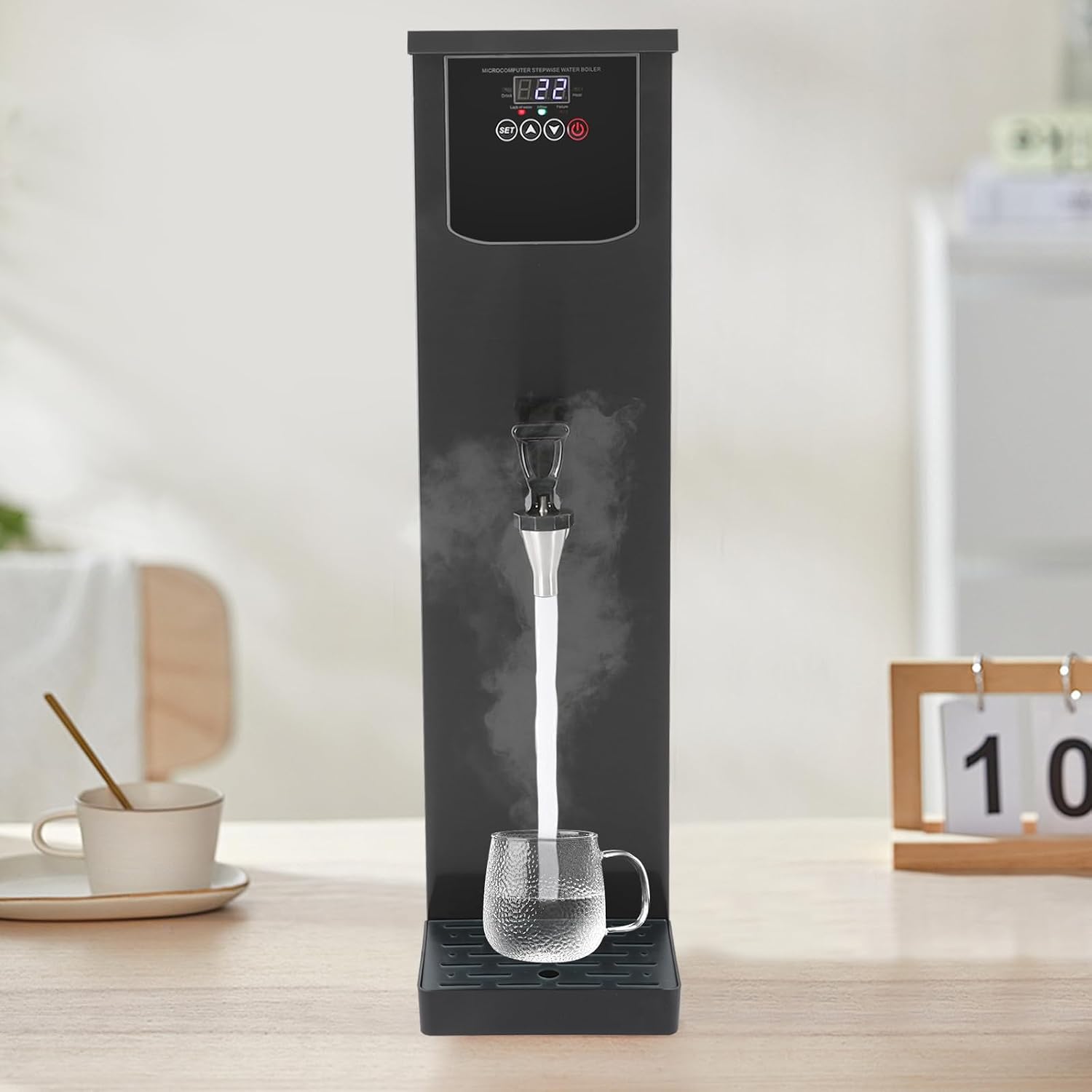 30L/7.93Gal Commercial Commercial Hot Water Boiler, Electric Countertop Dispenser, Step-heating Temperature Control 86°F-206°F, for Tea Coffee Office Restaurant, 3000W