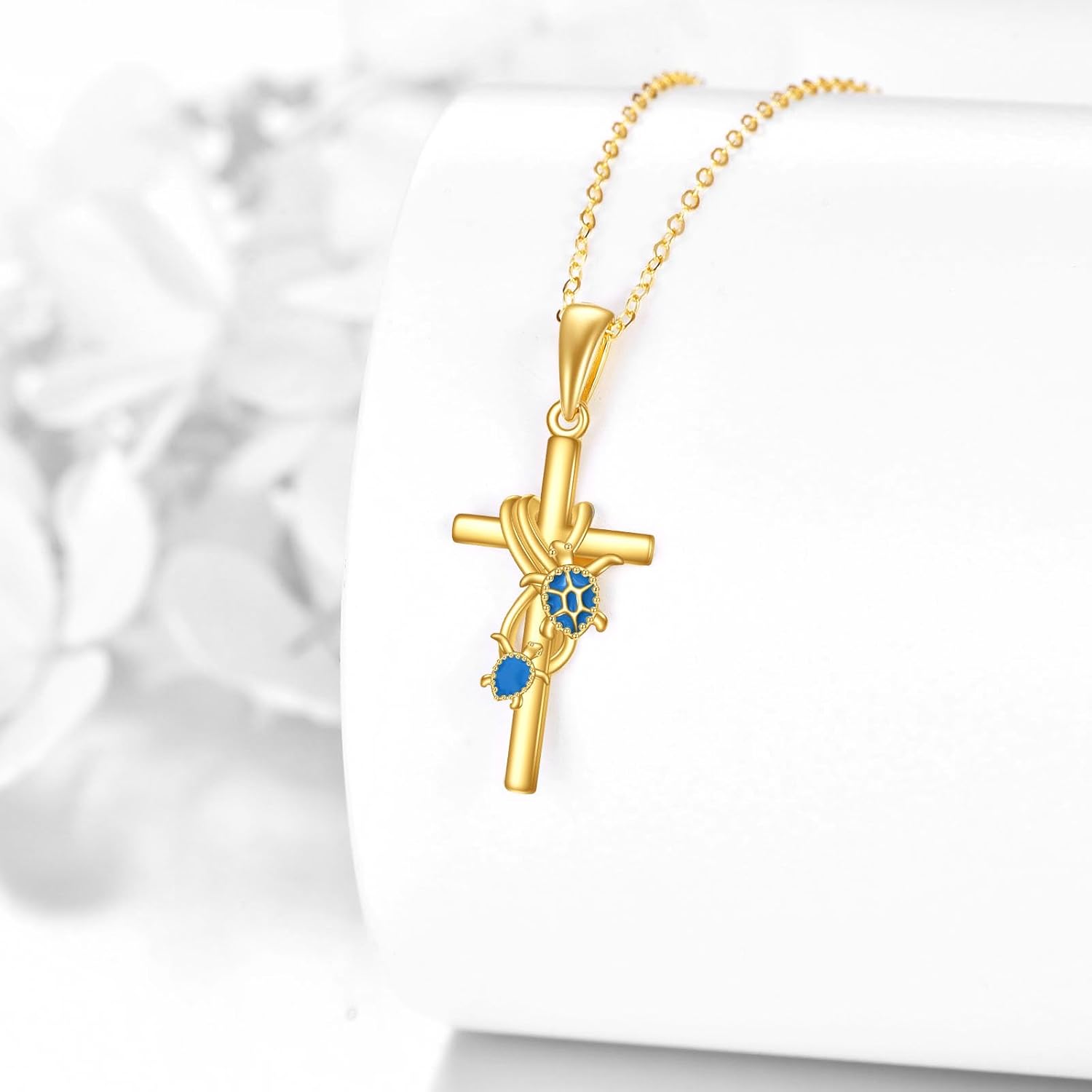 KECHO 14k Real Gold Cross Jewelry Gifts for Mother Grandma Sister Cross Pendant Necklace for Women