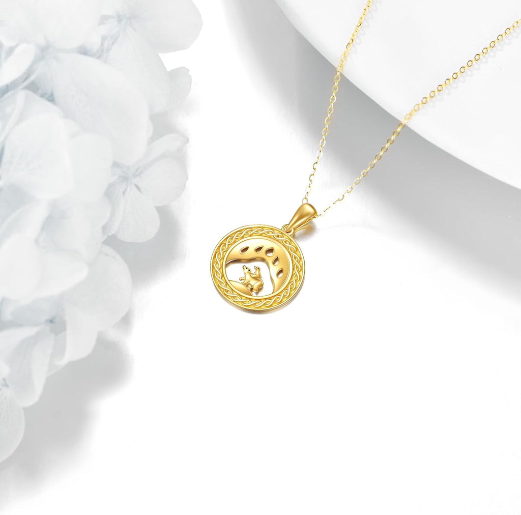 KECHO Christmas Gifts 14k Solid Gold Animals Necklace for Women Giraffe Bee Elephant Ladybug Koala Axolotl Horse Unicorn Cat Necklaces Pendant Jewelry Mothers Day Birthday for Mom Wife Friends