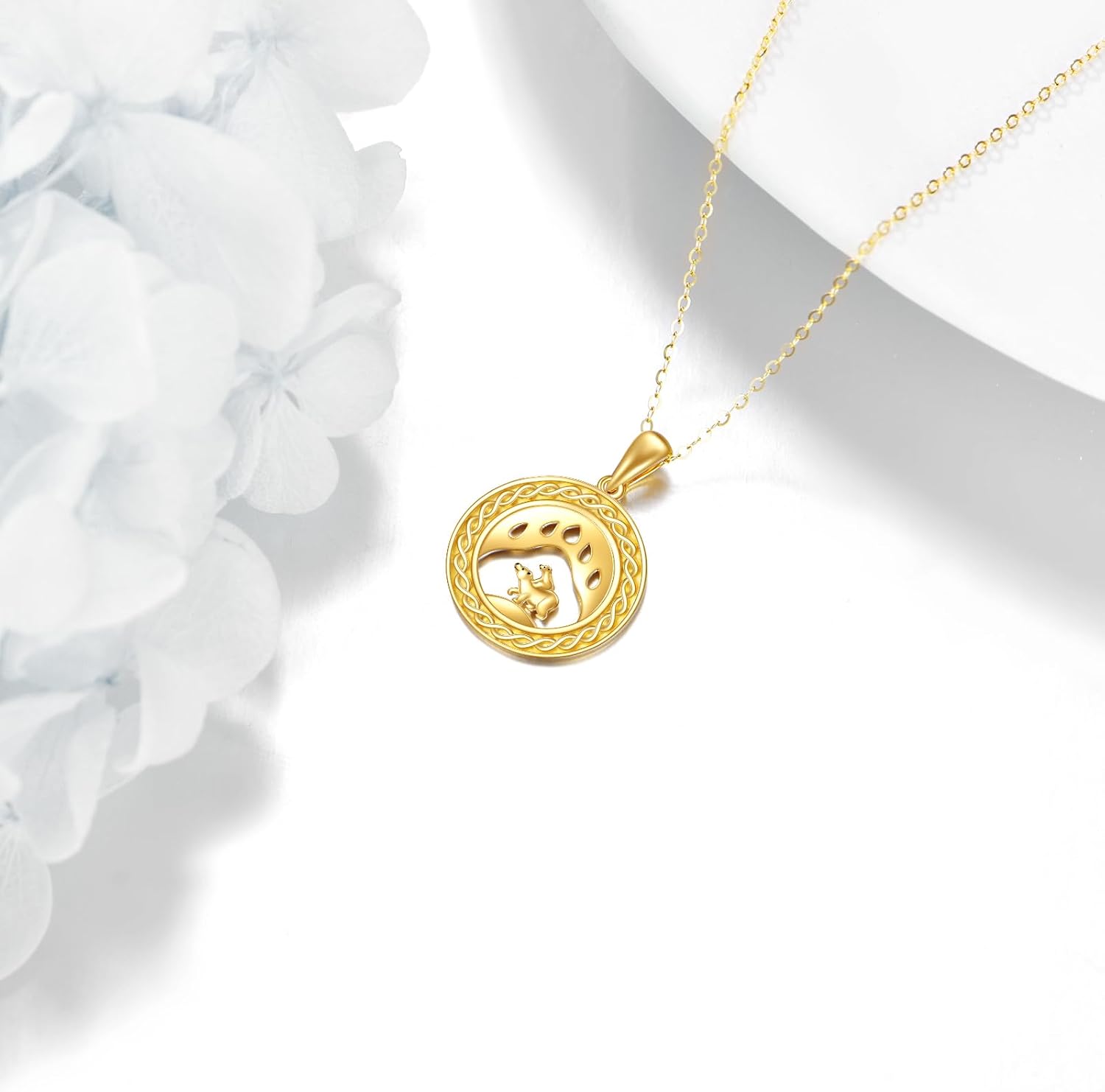KECHO Christmas Gifts 14k Solid Gold Animals Necklace for Women Giraffe Bee Elephant Ladybug Koala Axolotl Horse Unicorn Cat Necklaces Pendant Jewelry Mothers Day Birthday for Mom Wife Friends