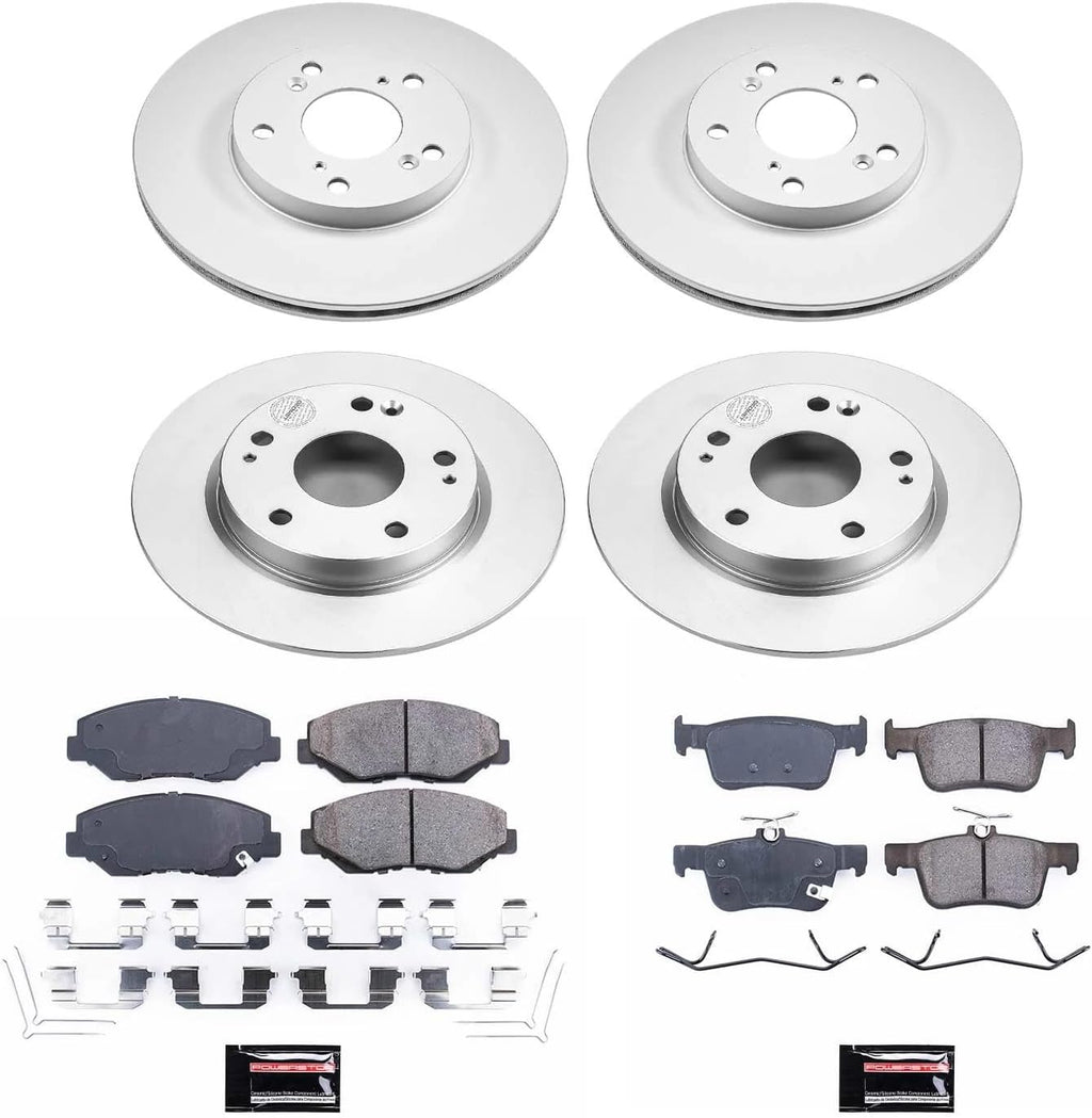 PowerStop Front and Rear Brake Kit for Honda Civic 2016-21 - Fully-Coated Disc Rotors with Z17 Ceramic Brake Pads Replacement, CRK7574