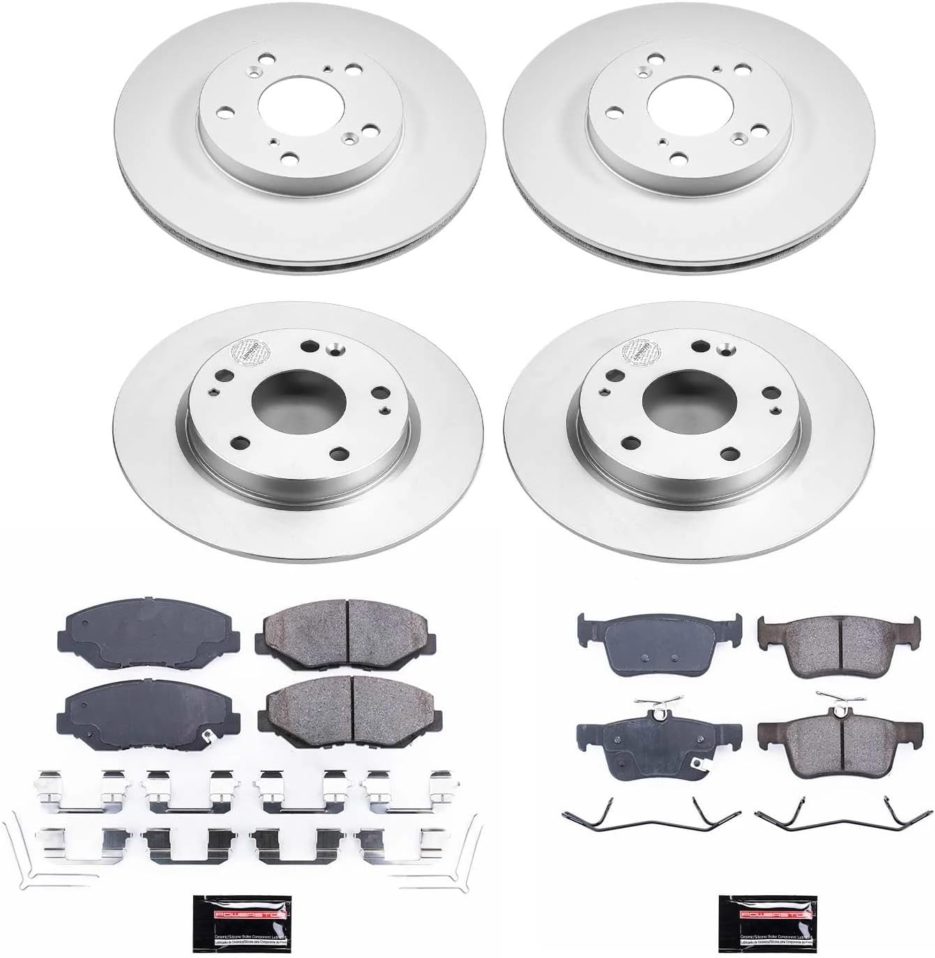 PowerStop Front and Rear Brake Kit for Honda Civic 2016-21 - Fully-Coated Disc Rotors with Z17 Ceramic Brake Pads Replacement, CRK7574