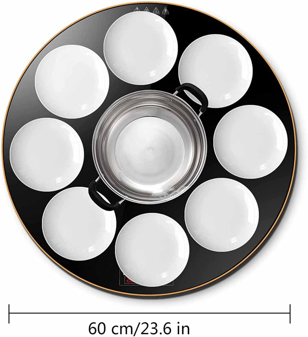 Food and Plate Warming Tray, Round Electric Warming Tray Multifunction Hot Plates Manual Rotation Tempered Glass Surface Rapid Heating for Food Heating and Keeping Warm