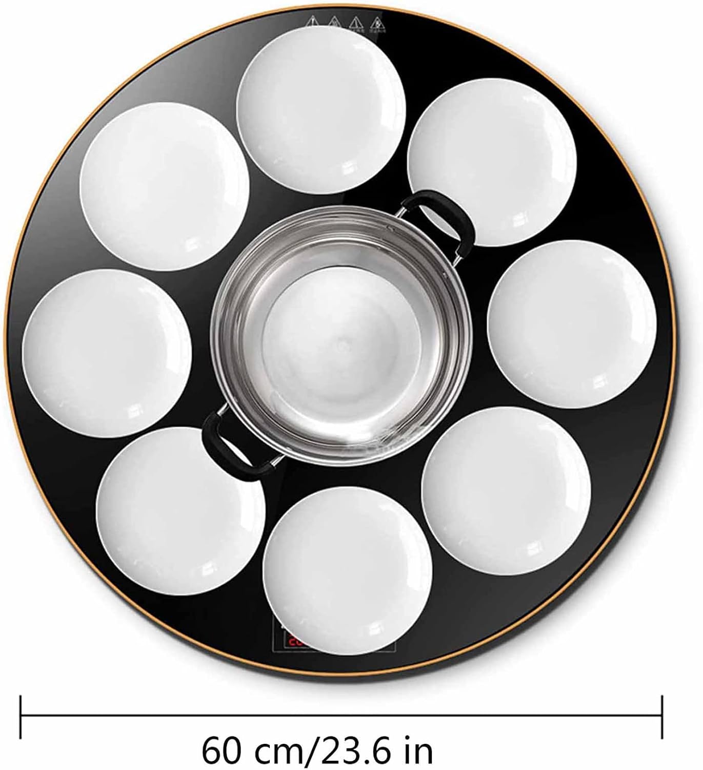 Food and Plate Warming Tray, Round Electric Warming Tray Multifunction Hot Plates Manual Rotation Tempered Glass Surface Rapid Heating for Food Heating and Keeping Warm