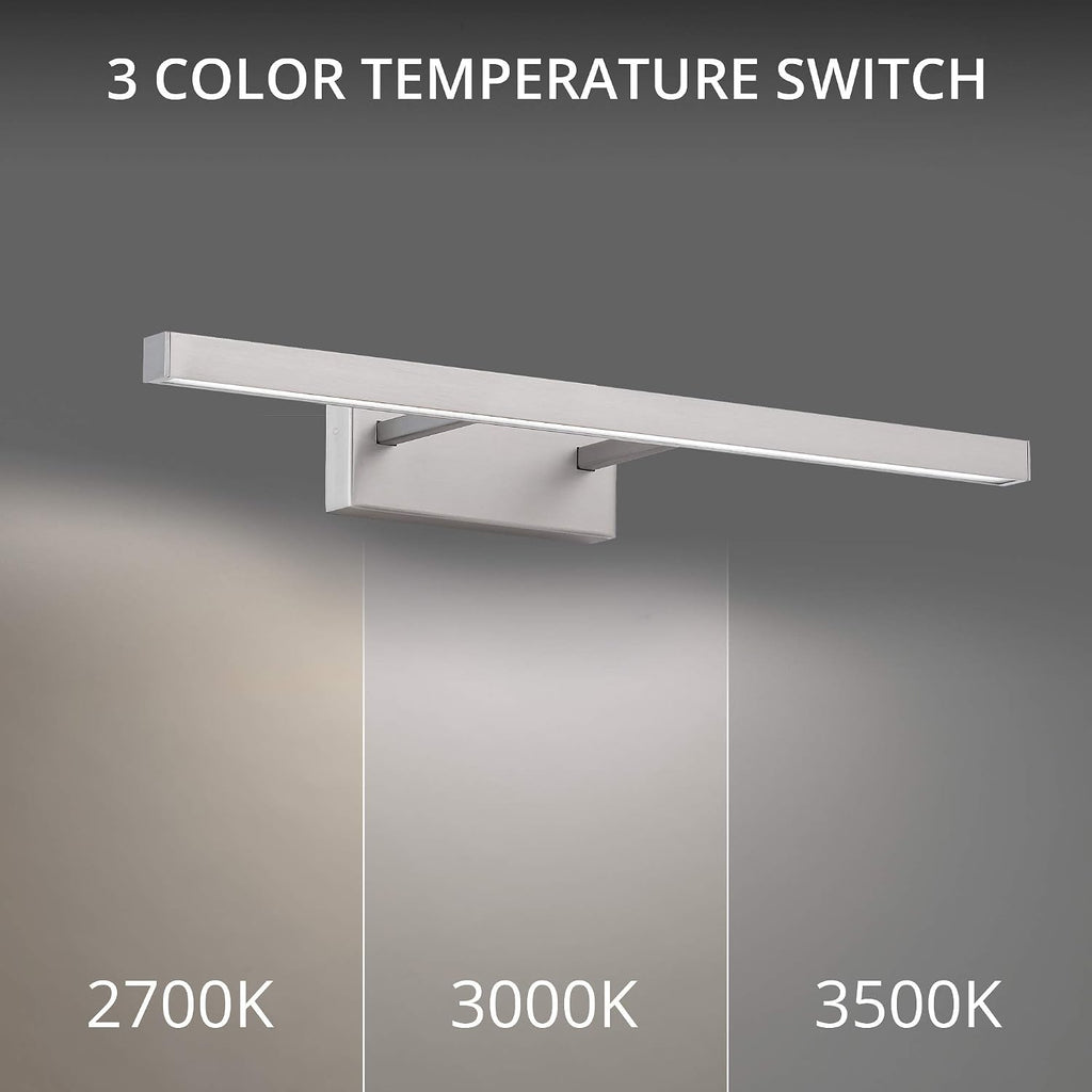 Parallax 18in LED Up or Down Bathroom Vanity or Wall Light 3-CCT 2700K-3000K-3500K Set to 2700K in Brushed Nickel