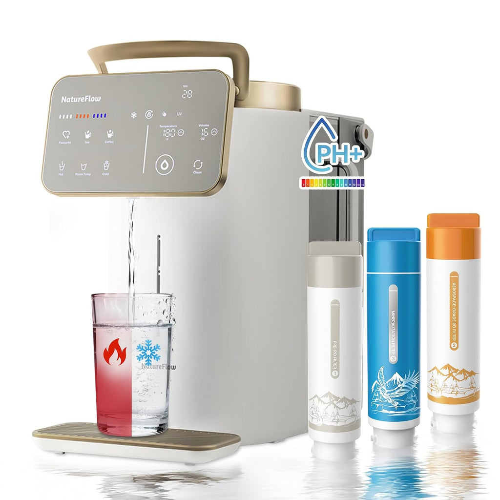 Y60AC（2nd Gen Cold & Hot Countertop Reverse Osmosis Water Mineralization System— Natural Mineral Activation, 10-Stage RO Filtration,Ultra Dual UV, Alkaline Water, 11-Temperature